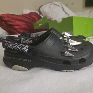 Black Panther CROCS Black Loafers with Silver Accents